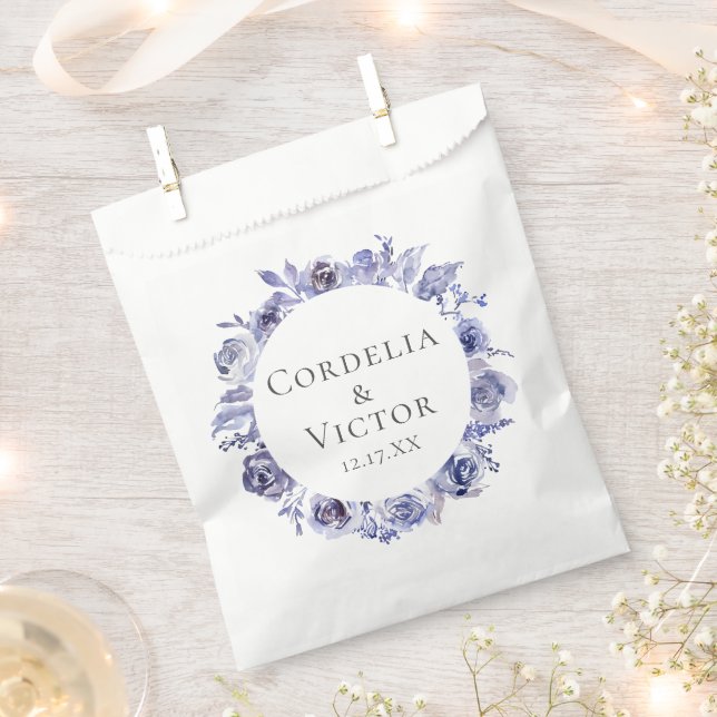 Elegant Purple Floral Wreath Wedding Custom Favour Bag (Clipped)