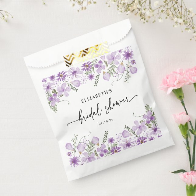 Elegant Purple Florals Bridal Shower Favour Bag (Sealed)