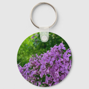 Elegant purple florals purple lilacs keychain