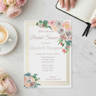 Elegant Purple Flower Bridal Shower Invitation