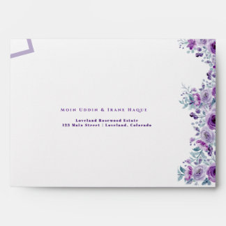 Elegant purple flower envelope