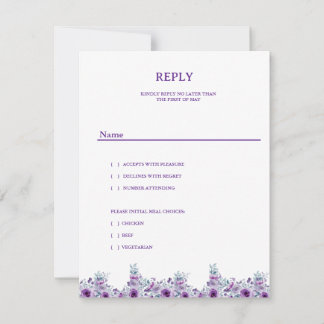 Elegant purple flower  invitation