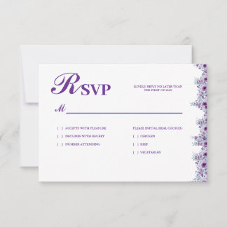 Elegant purple flower RSVP card