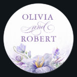 Elegant Purple Flowers and Gold Wedding Seals<br><div class="desc">Elegant botanical purple watercolor flowers wedding seals</div>