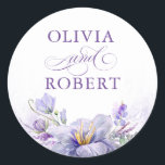 Elegant Purple Flowers and Gold Wedding Seals<br><div class="desc">Elegant botanical purple watercolor flowers wedding seals</div>
