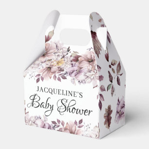 Elegant Purple Flowers Baby Shower Favor Box
