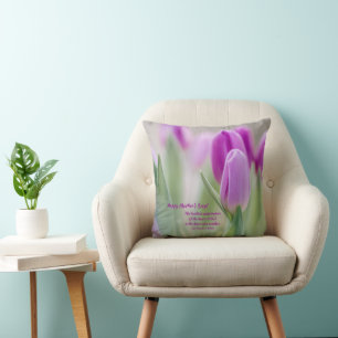 Elegant Purple Flowers Happy Mother's Day Throw Pillow