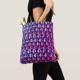 Elegant purple gemstones diamonds tote bag