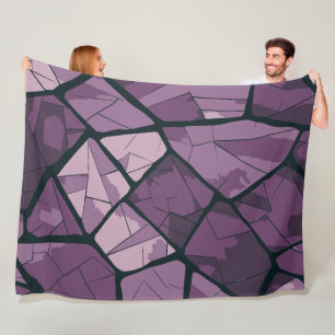 Elegant Purple Geometric Stained Glass Design  Fleece Blanket
