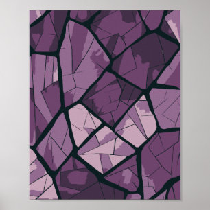 Elegant Purple Geometric Stained Glass Design Poster
