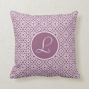 Elegant Purple Geometry Monogram Throw Pillow