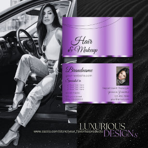 Elegant Purple Glamourous with Photo Professional Business Card