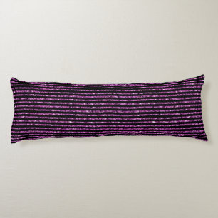 Elegant Purple Glitter Black Stripe Chic Pattern Body Pillow