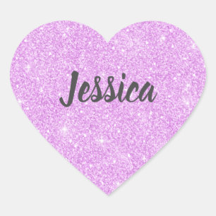 Elegant Purple Glitter Heart Heart Sticker