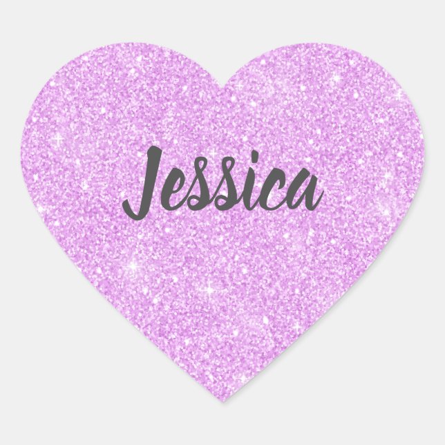 Elegant Purple Glitter Heart Sticker (Front)