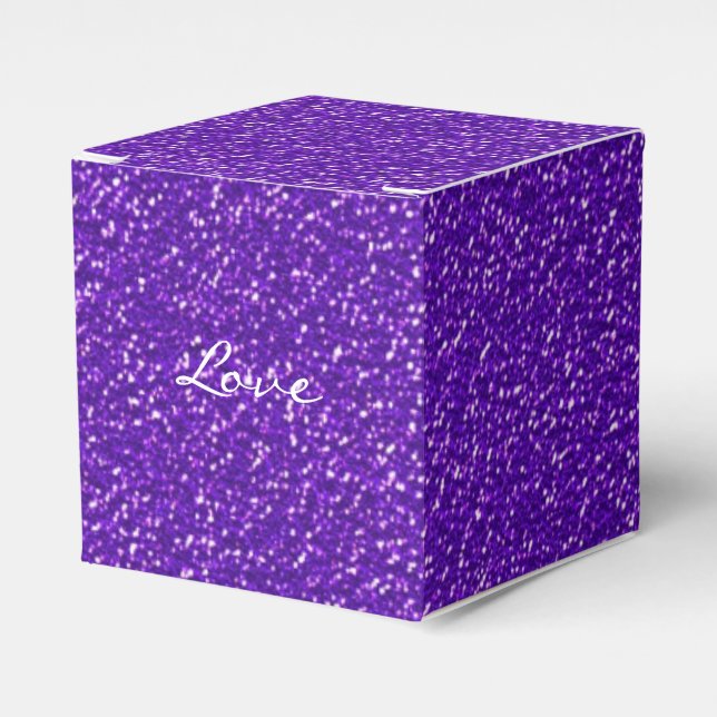 Elegant Purple Glitter Look Texture Favor Box (Front Side)
