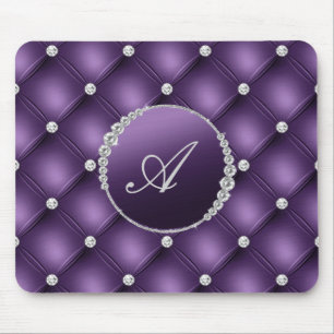 Elegant Purple Glitter Monogram Mouse Pad