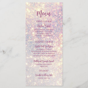 Elegant Purple Glitter Sparkle Wedding Menu