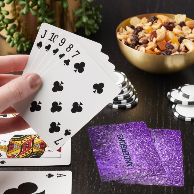 Elegant Purple Glitter & Sparkles Playing Cards (In Situ)