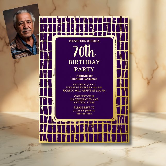 Elegant Purple Gold 70th Custom Birthday Party  (Creator Uploaded)