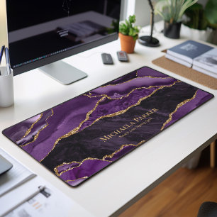 Élégant Purple Gold Agate Geode Business