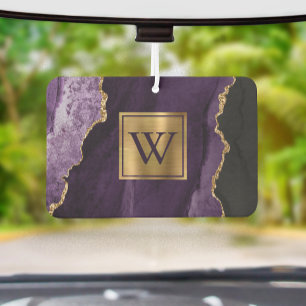 Elegant Purple Gold Agate Monogram Air Freshener