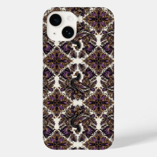 Elegant Purple Gold Batik Raven iPhone Case