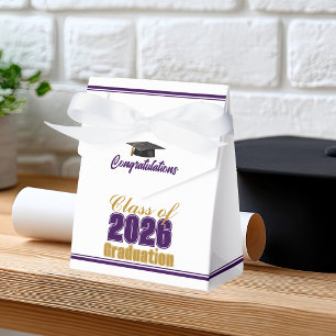Elegant Purple Gold Class of 2026 Graduation Favor Box
