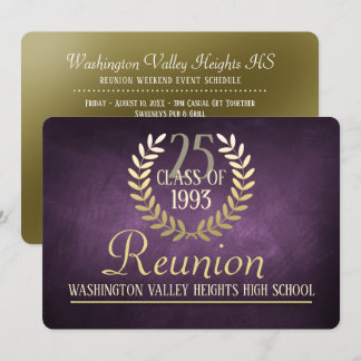 Elegant Purple|Gold Class Reunion Invitation