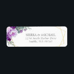 Elegant Purple & Gold Floral Return Address<br><div class="desc">This return address label was created to complement the wedding collection, Love Blossoms | Gold & Purple. The design features lovely peonies and rose buds in shades of purple and violet with trendy eucalyptus foliage together with your name(s) and address details encircled by a faux gold foil geometric. If you...</div>