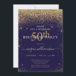 Elegant Purple Gold Glitter 50th Birthday Party Invitation<br><div class="desc">This elegant design features a purple background,  gold glitter,  and custom script lettering. What a beautiful way to invite your guests to this special occasion.</div>