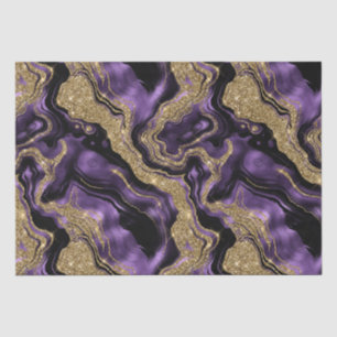 Elegant Purple & Gold Glitter Agate Birthday Tissue Paper