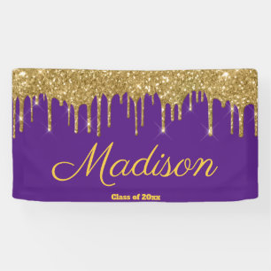 Elegant Purple Gold Graduation Party Class of 2026 Banner
