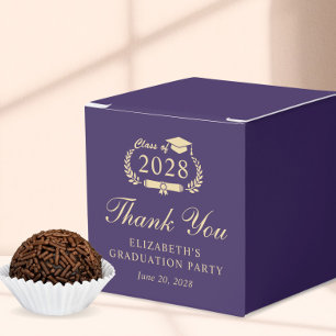 Elegant Purple Gold Graduation Party Thank You Favor Box