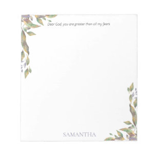 Elegant Purple Gold Leaves & Prayer Custom Notepad