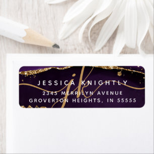Élégant Purple Gold Parties scintillant Monogramme