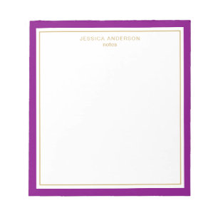 Elegant Purple Gold Personalized Notepad