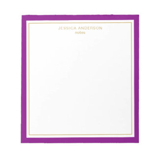 Elegant Purple Gold Personalized Notepad