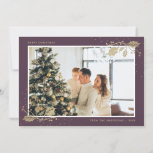 Elegant Purple Gold Photo Christmas Card