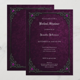 Elegant purple Gothic Bridal Shower Announcement