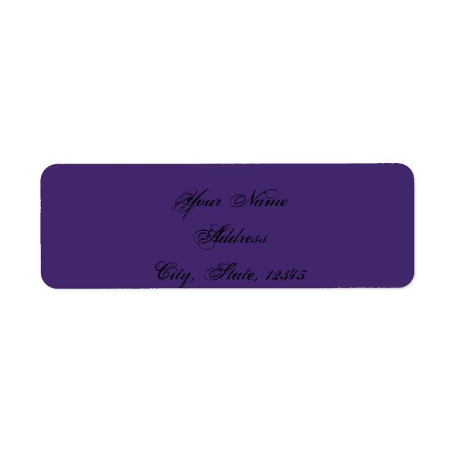 Elegant Purple Gothic Night Posh Wedding Label (Front)