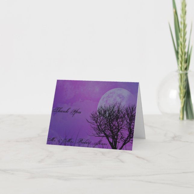 Elegant Purple Gothic Night Posh Wedding Thank You (Front)