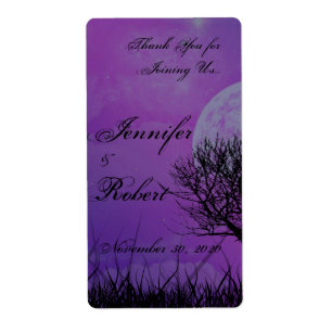 Elegant Purple Gothic Posh Wedding Wine Label