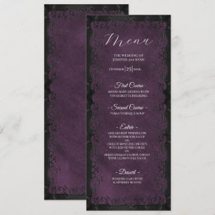 Elegant purple Gothic Wedding Menu