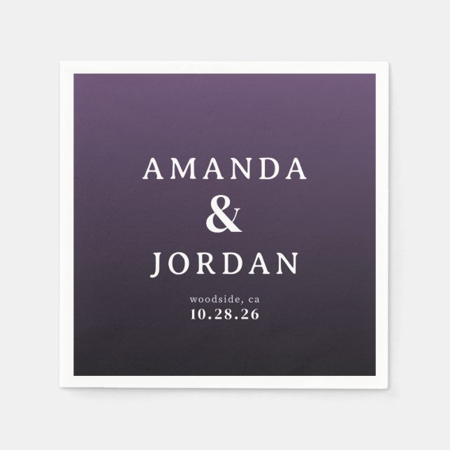 Elegant Purple Gradient Wedding Invitations Napkin (Front)