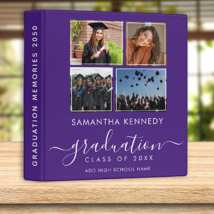 Elegant Purple Graduation 4 Photo Collage Album   Binder