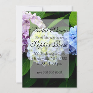 Elegant purple green blue floral hydrangeas invitation