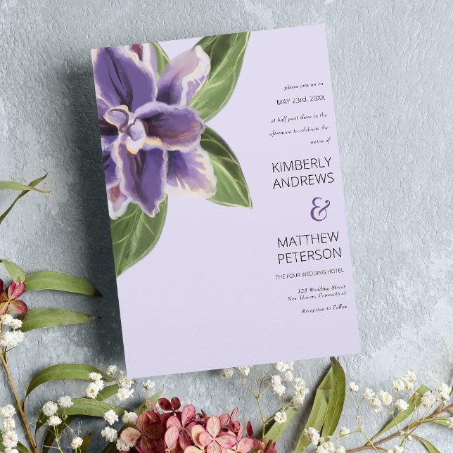 Elegant purple green lavender white orchid Wedding Invitation (Elegant purple green lavender white orchid Wedding )