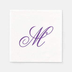 Elegant Purple Green Monogram Initial  Napkin