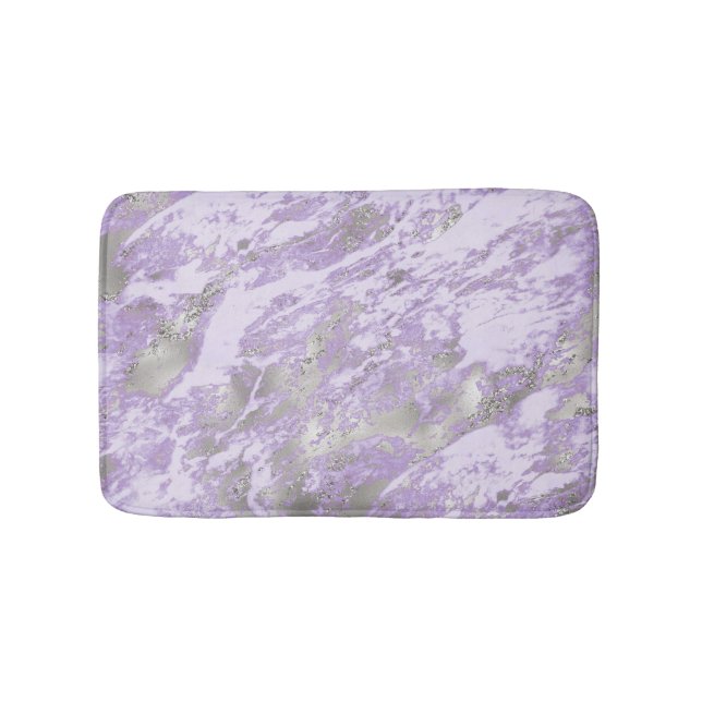 Elegant Purple Grey Abstract Chic Pattern Bath Mat (Front)